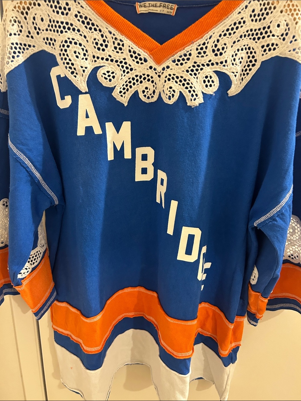 We The Free Blue & Orange Lace-Trim Kids Sweatshirt
